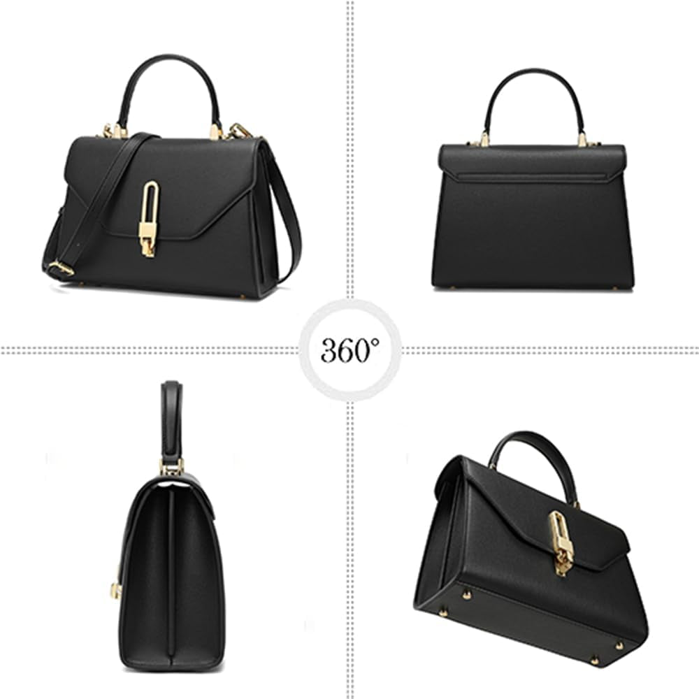 Top Handle Bag Fashion Leather Satchel Bag for Ladies, Zipper Pocket, Metal,Leather Tote Bag for Women.