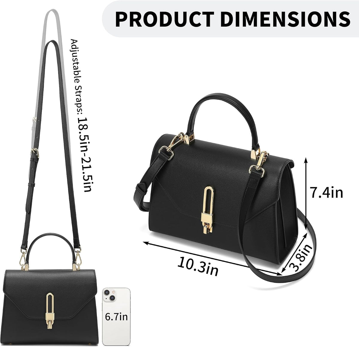 Top Handle Bag Fashion Leather Satchel Bag for Ladies, Zipper Pocket, Metal，Leather Tote Bag for Women.